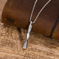 Pendant Necklaces Men's Tungsten Carbide Mobius Vertical Bar Geometric Collar Gifts Jewelry With Stainless Steel Box Chain