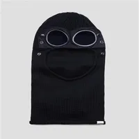 3 colors Two lens windbreak hood beanies outdoor cotton knitted windproof men face mask casual male skull caps hats black grey arm223E