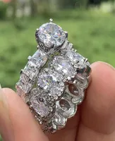 Choucong Brand Luxury Jewelry Couple Rings 925 Sterling Silver White Topaz CZ Diamond Eternity Party Handmade Women Wedding Enagem8353364