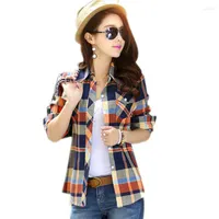 Women's Blouses Big Size 5XL Plaid Shirt Female Cotton Checkered Shirts Blouse Women 2023 Casual Long Sleeve Red And Balck Flannel Tops