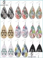 Dangle Chandelier Design Print Flower Drop Earrings Faux Leather Dangle Earring Geometric Statement Dog Claw Waterdrop For Women L9631735