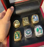 Philadelphia 6pcs Eagle American Football Team Champions Championship Ring Set With Wooden Box Souvenir Men Fan Gift 20191022929