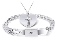 Bracelet Necklace Concentric Lock Couple Bracelet Double Buckle Student Men And Women Key Necklace Romantic Confession Tit Dhgarde8829892
