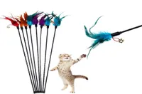 Cat Toys Feather Wand Kitten Cat Teaser Turkey Feather Interactive Stick Toy Wire Chaser Wand Toy Random Color6690801