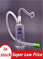 2pcs Mini Glass Oil Burner Bong Hookah Water Pipes Thick Pyrex Clear Heady Recycler Dab Rig Bongs with 10mm glass oil burner pipe 5961806