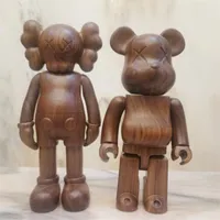 Newest Games 400% 28CM The Wooden Bearbrick 2005 Companion Walnut solid wood Companion Figure With Original Box Action Figure model decorations toys
