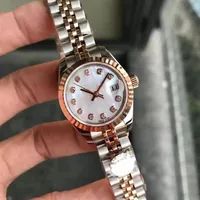 High quality diamond fashion rose gold Ladies dress watch 28mm mechanical automatic women's watches Stainless steel strap bra285g