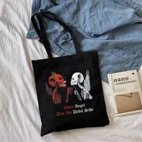 Evening Bags Gothic Skull Print Letter Women Canvas Bag Large Capacity Casual Fashion Harajuku Ins Shopper Cartoon Shoulder