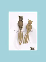 Jewelry Settings 20PcsLot Antique Bronze Cameo Owl Steel Bookmarks Round Cabochon Blank Charms 28X8M Drop Delivery 2021 1Gj4Y3888416