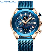 2020 CRRJU Men Watches Fashion Military Chronograph Wristwatch Casual 30M Waterproof Sport Quartz Watch Mens Clock Relogio Masculi239I