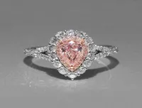 Women Simulation Pink Diamond DropShaped Wedding Ring Cute05291345