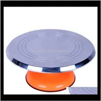 Bakeware Kitchen Dining Bar Home Garden Drop Delivery 2021 Birthday Cake Stand Aluminum Alloy Decoration Table Turntable Non-Slip2691