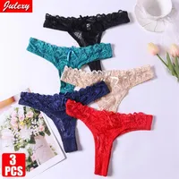 Women's Panties 3Pcs set Arrivals Sexy Lingerie Hollow Out Lace Underwear Women Solid Perspective Ropa Interior Mujer Thongs298l