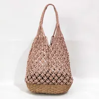 Beach Bags New Hollow Cotton Rope Bucket Bag Straw Woven Fishing Net Beach Casual and Versatile Fashion Bag for Women 230327