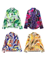 Damen -Trailsuits Yiloyka 2023 Print Shirt Frauen Vintage Langarm Top weibliche modische Streetwear -Kragen Frau Summer Elegant Blusewom