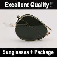 High Quality Sunglasses Classic Design Foldable Sunglasses Vintage Pilot Sun Glasses Men Women Glass Eyeglasses Fashion Metal Fram278b