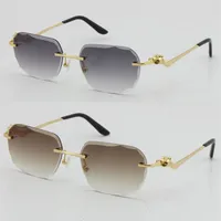 2021 Rimless Fashion Leopard Series Gold 18K Sunglasses Metal driving glasses High Quality Designer UV400 3 0 Thickness Frameless 183k
