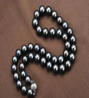 Real Fine Pearl Jewelry 18quot95105MM TAHITIAN NATURAL BLACK PEARL NECKLACE PERFECT ROUND2471787