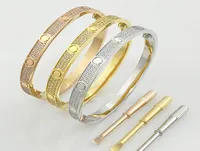Luxury Titanium Steel 3 Row Full Diamond Love Bracelet Bangle Designer Women Men Pave Bracelets Wedding Jewelry Gift with velvet b7557627