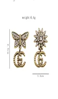 18K Gold Plated Luxury Brand Designers Letters Stud Earrings Classical Geometric Women 925 Silver Butterfly Crystal Rhinestone Ear7790949