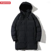 Men's Down FGKKS Winter Men Hooded Parkas Casual Mens Solid Color Long Trend Male Overcoat Coats