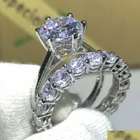 Jewelry Choucong Victoria Wieck New Luxury 925 Sterling Sier Round Cut White Topaz Cz Diamond Women Bridal Ring Set For Lovers Drop Dhzb9