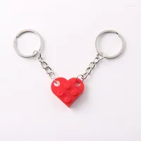 Charm Bracelets Brick Block Keychain For Couples Friendship - 2pcs Matching Heart Keyring Set Girlfriend Valentine's Day BFF