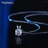 Pendant Necklaces Yanleyu Real Tibetan Silver Necklace Women's Fashion Jewelry High Quality Crystal Zircon Round Retro Simple