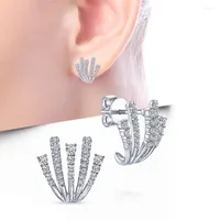 Stud Earrings Korean Earing Claw Ear Hook Clip For Women Four-Prong Setting Silver Color Fashion Jewelry Year Gift