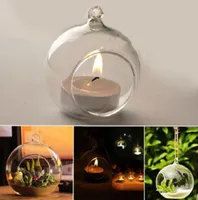 Crystal Glass Hanging Candle Holder Home Wedding Party Dinner Decor Round Air Plant Bubble Crystal Balls3533595