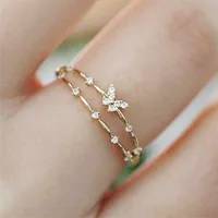 Band Rings Tiny Dainty Butterfly Ring for Women Fashion Thin Adjustable Rings Crystal Gold Color Accessories INS Jewelry Wholesale KAR364 Z0327