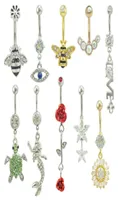 JINGLANG Brand New Belly Button Rings Stainless Steel Barbell Sexy Dangling Dangle Mermaid Turtle Navel Body Piercing Jewelry2774718
