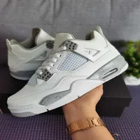Top quality white Oreo jumpman 4 mens shoes Tech Grey Black Fire Red 4s men women trainers sneakers257S