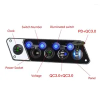All Terrain Wheels 50LC Vehicle Cellphone Charging Socket Splitter RV Boat 12-24V PD QC3.0 Adapter 5 Hole Panel Switch With Voltmeter