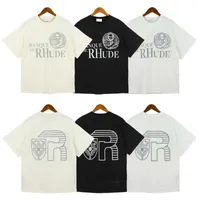 23SS Simple Graphic Print Rhude T Shirt Men Women EU Size 100% Cotton Rhude Top Tees High Street Summer Vintage T-shirt