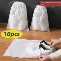 Disposable Slippers 10Pcs Set Shoe Dust Covers Non Woven Dustproof Drawstring Clear Storage Bag Travel Pouch Bags Drying shoes Protect 230327