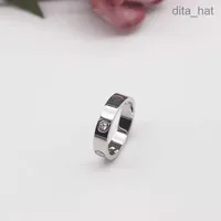 2023 High Polished Designer Lover Ring Printed Silver Rose Gold Color Top Quality Stainless Steel Couple Rings Women Jewelry Wholesale