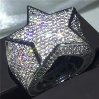 Wedding Rings Male Hiphop Big Star Ring Pave 500pcs Zircon Cz Engagement Band For Men Iced Out Rock Jewelry330t