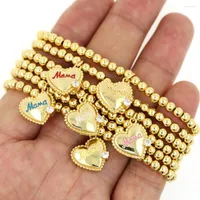 Charm Bracelets Women Thanksgiving Day Gift Gold Plated Beaded Heart Mama Bracelet