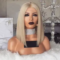 Glueless Lace Front Blond Human Hair Bob Wigs with Baby sHair Pre Plucked 60 Blonde Short Brazilian Full Laces Wig Virgin Hairs317L
