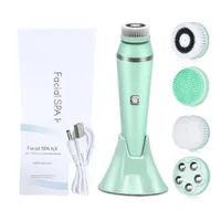 Cleaning Tools Accessories 4 in 1 Electric Brush Face Skin Spa Cleansing USB Rechargeable Massager Cleaner with 4 Heads Skin Care Clean Beauty Tool 230327