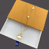 Luxury Necklace Pendant for women Fashion Diamond Necklaces Jewelry Pendant Love and Lock Shape design Highly Quality gold silver 297t