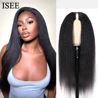 Synthetic Wigs V Part Wig Human Hair No Leave Out Kinky Straight Wigs For Women Brazilian V Part Human Hair Wigs ISEE HAIR Curly Human Hair Wig W0328