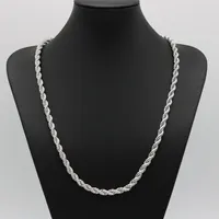 24 Inches Classic Rope Chain Thick Solid 18k White Gold Filled Womens Mens Necklace ed Knot Chain 6mm Wide230k