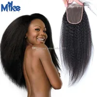 MikeHAIR Brazilian Lace Closure 4x4 Peruvian Malaysian Indian Cambodian Mongolian Kinky Straight Human Hair Closure Top Hair Piece289e