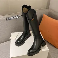 Boots Autumn and winter Women knee-high boots natural leather 22-25cm cowhide upper modern boots side zip western boots platform boots 230327
