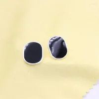 Stud Earrings ZFSILVER Lovely Fashion S925 Sterling Silve Kreaon Classic Big Black Oval Earring For Women Charm Jewelry Accessories Party