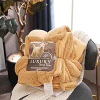 Luxury Cashmere Blanket Winter Thick Double Layer Sherpa Throw 150x200cm Warm Comfortable Weighted Flannel Fleece Blanket 201113 7253l