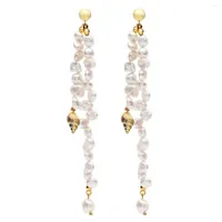 Hoop Earrings 2023 Vintage Pearl For Women Gloden Color Conch Eardrop Large Dangler Jewelry Earring Baroque