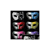 Party Masks Half Faces Mask Mens Sier Black Halloween Venetian Mardi Gras Masquerade Drop Delivery 202 Dhymk